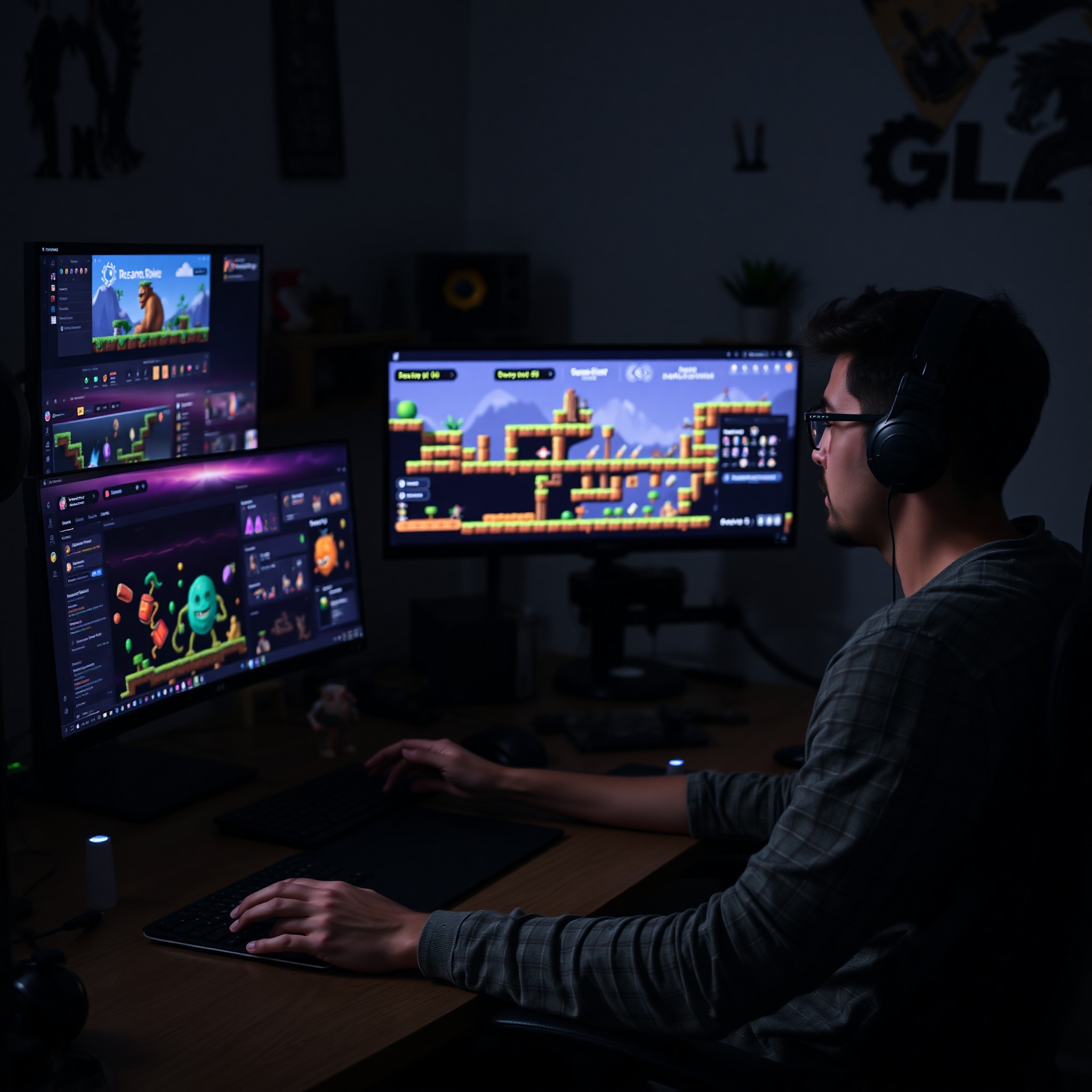 Desarrollador independiente creando juego 2D con herramientas open source gratuitas