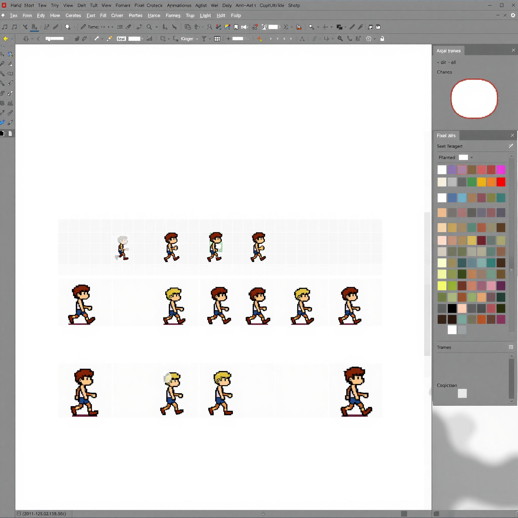 Sprite de personaje animado caminando con múltiples frames de animación