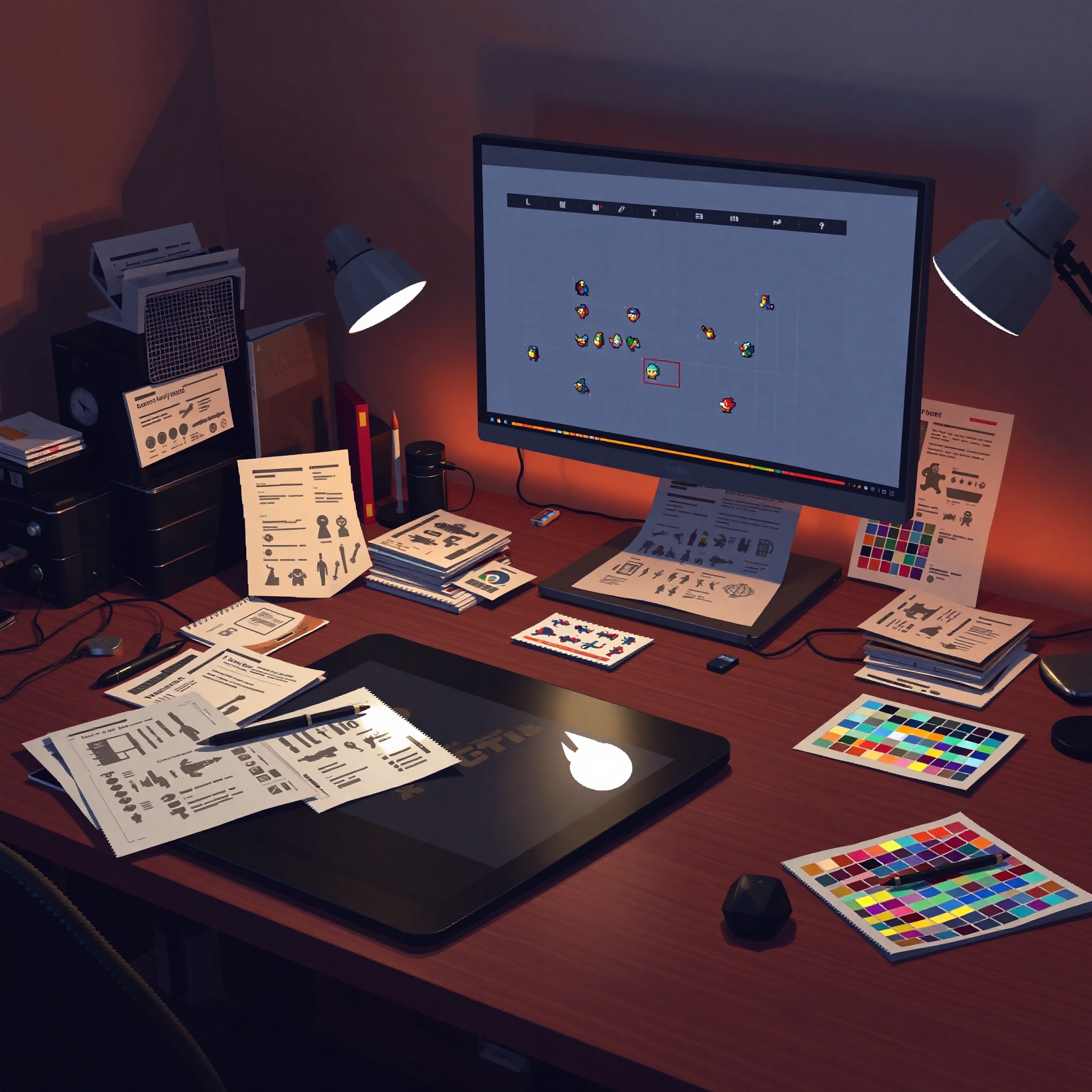 Tutorial de pixel art mostrando técnicas básicas de sombreado y creación de sprites